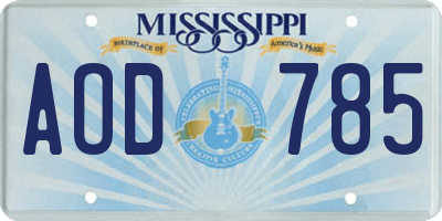 MS license plate AOD785