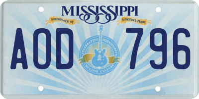 MS license plate AOD796