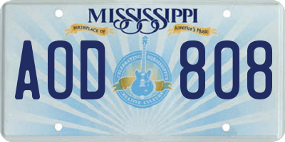 MS license plate AOD808