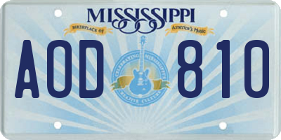 MS license plate AOD810