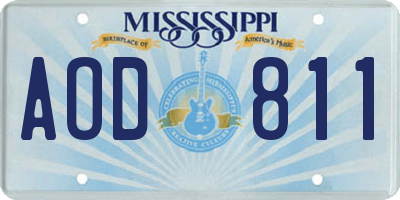 MS license plate AOD811