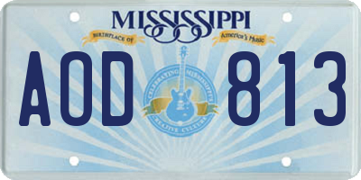 MS license plate AOD813