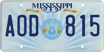 MS license plate AOD815