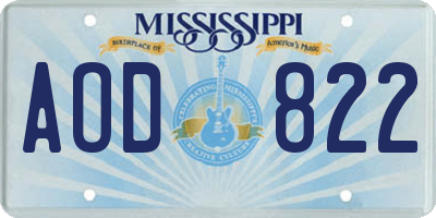 MS license plate AOD822