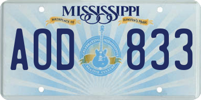 MS license plate AOD833