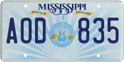 MS license plate AOD835