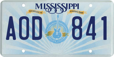 MS license plate AOD841