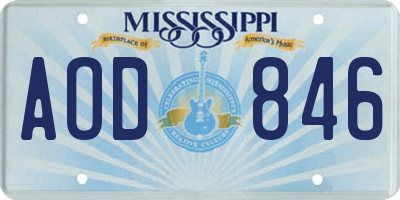MS license plate AOD846