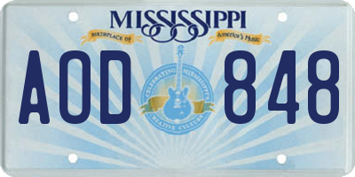 MS license plate AOD848