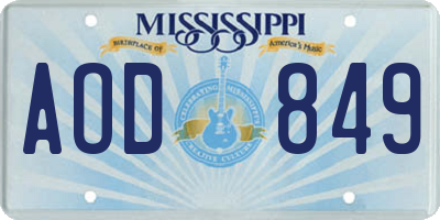 MS license plate AOD849