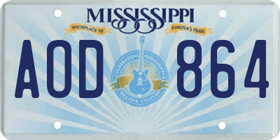 MS license plate AOD864