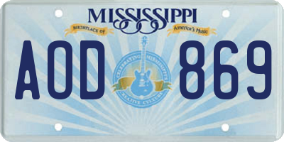 MS license plate AOD869