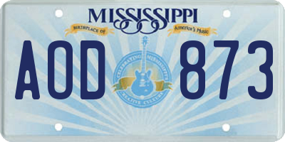 MS license plate AOD873