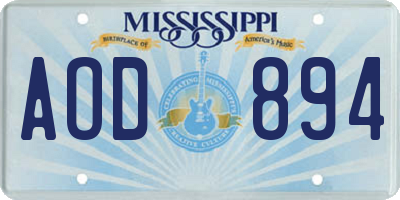 MS license plate AOD894