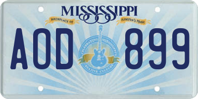 MS license plate AOD899
