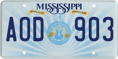 MS license plate AOD903
