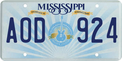 MS license plate AOD924