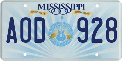 MS license plate AOD928