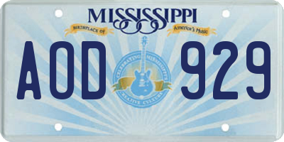 MS license plate AOD929
