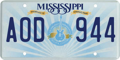 MS license plate AOD944