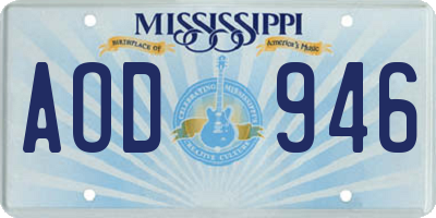 MS license plate AOD946