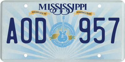 MS license plate AOD957