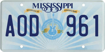 MS license plate AOD961