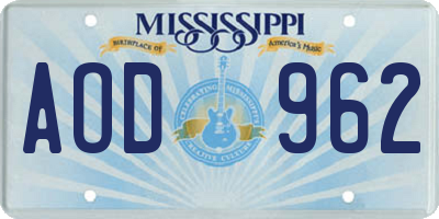 MS license plate AOD962