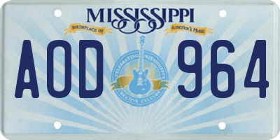 MS license plate AOD964