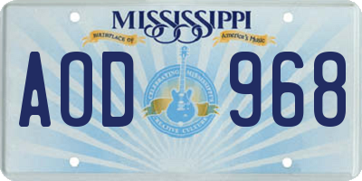 MS license plate AOD968