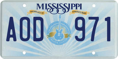 MS license plate AOD971