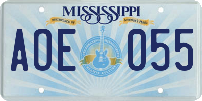 MS license plate AOE055