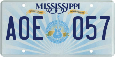 MS license plate AOE057