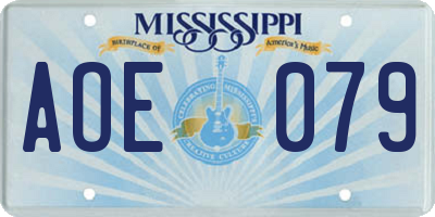 MS license plate AOE079