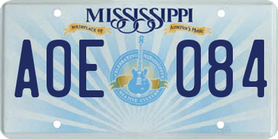MS license plate AOE084