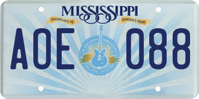 MS license plate AOE088