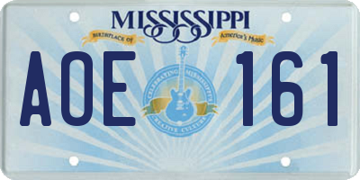 MS license plate AOE161