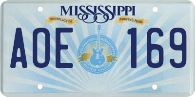 MS license plate AOE169