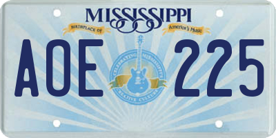MS license plate AOE225