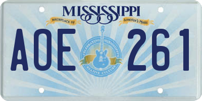 MS license plate AOE261