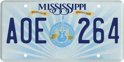 MS license plate AOE264