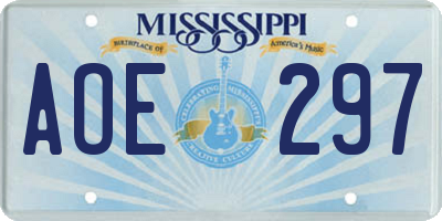 MS license plate AOE297