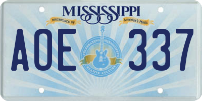 MS license plate AOE337