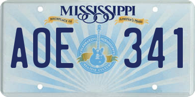 MS license plate AOE341