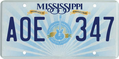 MS license plate AOE347