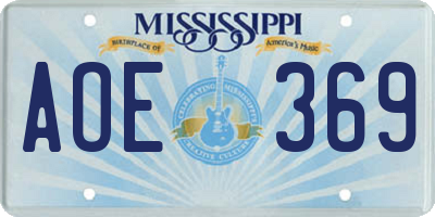 MS license plate AOE369