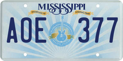 MS license plate AOE377