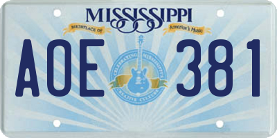MS license plate AOE381
