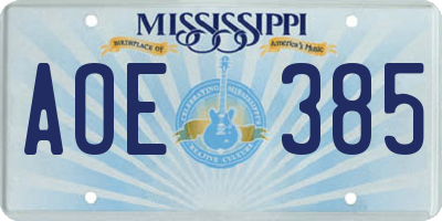 MS license plate AOE385