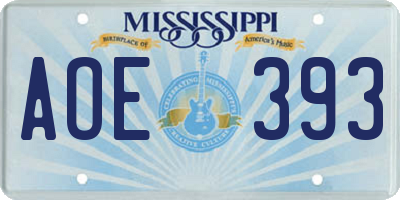MS license plate AOE393